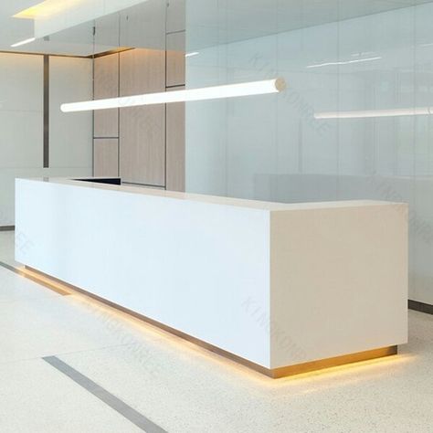 Office Reception Design, White Reception, Modern Reception Desk, Reception Desk Office, Reception Desk Design, Modern Reception, Dental Office Design, Table Office, Office Reception