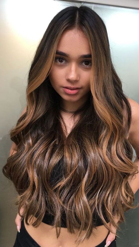 Black Hair Balayage, Brunette Hair With Highlights, Brunette Balayage Hair, Long Hair Color, Brown Hair Balayage, Brown Blonde Hair, Hair Color Balayage, Hair Inspiration Color, Hair Inspo Color