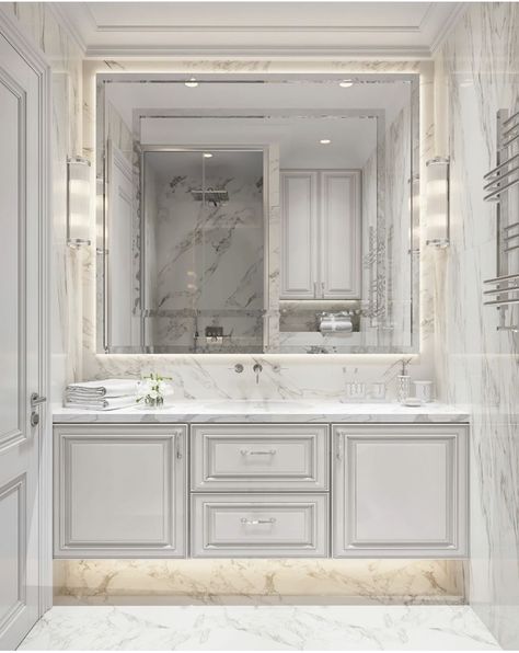 New Classic Bathroom, Neoclassical Bathroom, 2023 Home Interior, Modern Classic Bathroom, Bathroom Designs Ideas, Classical Bathroom, Classy Bathroom, Wall Decorating Ideas, Public Toilet