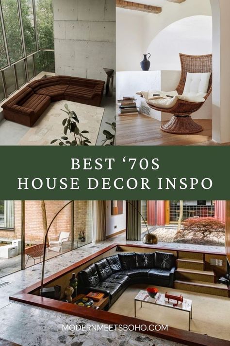 Uncover the unmatched appeal of 70s house decor with insights into why it remains unrivaled. Discover the enduring elegance of 70s house aesthetic and interior design that still captivates contemporary designers. Here's 70s home decor inspo you'll want to try asap! 70s Scandinavian Interior Design, Late 70s Interior Design, 1970 Home Interior, 70s Boho Aesthetic Home, 60s Modern Home Decor, 1970 Decor Interior Design, 1970s House Decor, 70s House Design, 70s Aesthetic Bedroom Decor