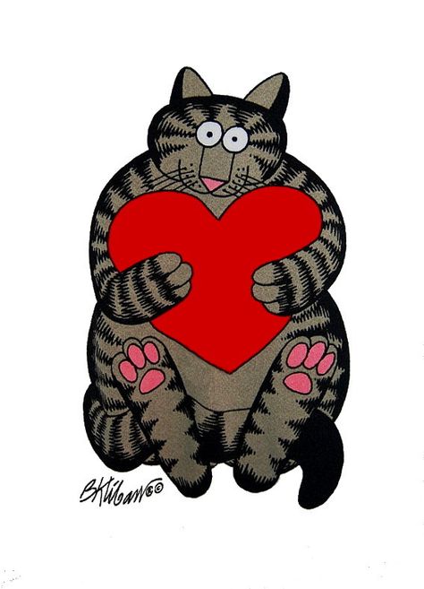 Bernard Kliban More Kilban Cats, Valentine Cats, Kliban Cat, Crazy Shirts, Simons Cat, Holding A Heart, Cartoon Cats, Cat Things, Curious Cat