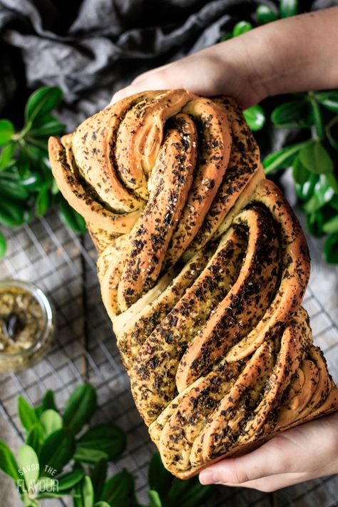 How to Make Pesto Babka: this savory bread recipe will teach you how to make a beautiful loaf of pesto babka without a mixer or breadmaker.  It’s perfect for a special meal or even an Easter dinner with the family.  | www.savortheflavour.com #pesto #babka #bread #recipe #easter Babka Recipes, Savory Bread Recipes, Babka Bread, Make Pesto, Pesto Bread, Micro Bakery, Savory Bread Recipe, Baking Bucket List, Babka Recipe