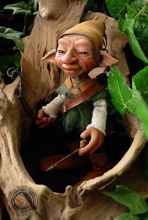 Fletcher The Hunter by JillWilli on DeviantArt Fantasy Dolls, Pixies Fairies, Elves And Fairies, Troll Doll, Fairy Pictures, Fantasy Doll, Fairy Figurines, Forest Creatures, Polymer Clay Dolls