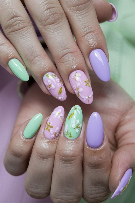 Dive into a world of beauty with this stunning nail idea acrylic featuring delicate pastel petals painted on elegant almond-shaped tips. Perfect for the spring season, this design embodies the essence of renewal and freshness. Let your nails bloom like the flowers of spring, showcasing your personality and creativity. Whether you're enjoying a garden party or just want to add some cheer to your day, this design is a must-try. Nail Ideas Acrylic Pastel, Spring Nail Ideas Acrylic, Almond Tips, Spring Nails Almond Shape, Nails Almond Shape, Nail Ideas Acrylic, Spring Nail Ideas, Nail Idea, Almond Shape