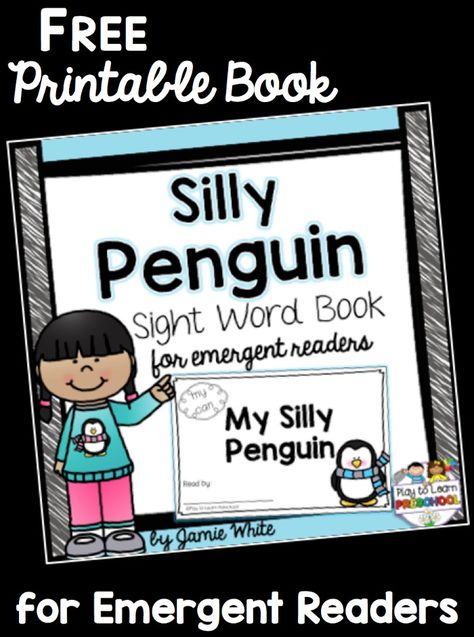 This Penguin Printable book is a great way for emergent readers to practice. FREE and super-easy to prepare for your children. Silly Penguin, Penguins Kindergarten, Emergent Readers Free, Emergent Readers Kindergarten, Penguin Printable, Prek Themes, January Themes, Penguin Unit, Sight Word Book