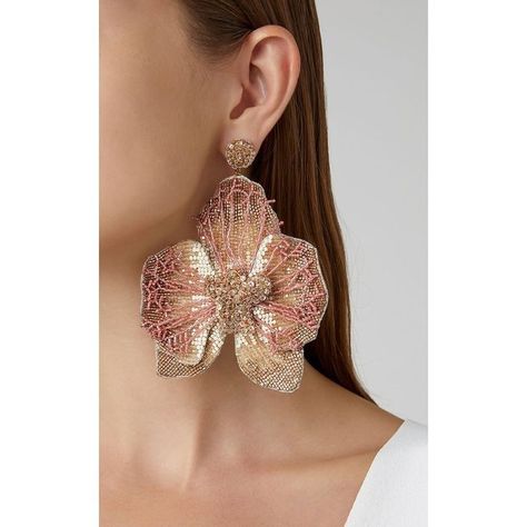 Deepa Gurnani Orchid Earrings, Beaded Flowers Patterns, Deepa Gurnani, Jewelry Accessories Earrings, Beaded Leaf, Thread Bangles, Light Weight Jewelry, Funky Earrings, Jewelry Design Earrings