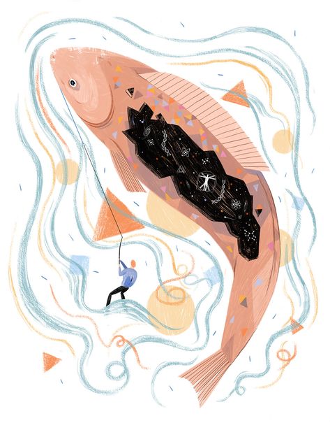 Salmon Illustration, Salmon Of Knowledge, Salmon Tattoo, Loch Ness Monster, Conceptual Illustration, Magazine Illustration, Fiction And Nonfiction, Illustrators On Instagram, Editorial Illustration