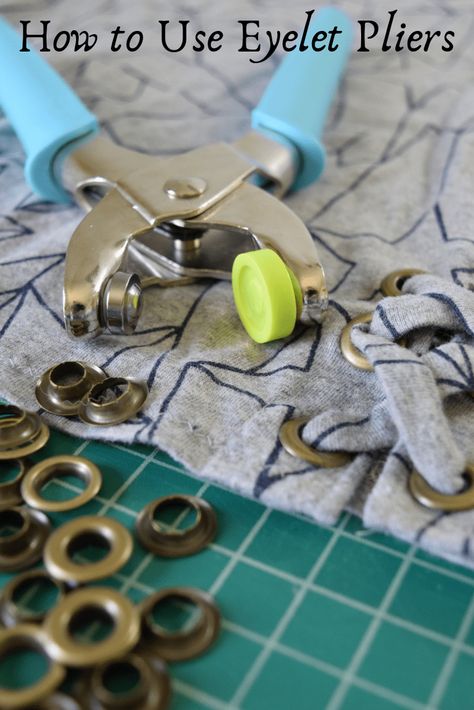 How To Add Eyelets To Fabric, Grommets Diy Ideas, How To Put Eyelets In Fabric, How To Add Grommets To Fabric, Eyelets Diy Tutorials, Eyelets Fashion, Eyelet Fabric, Sewing Diy, Sewing Class