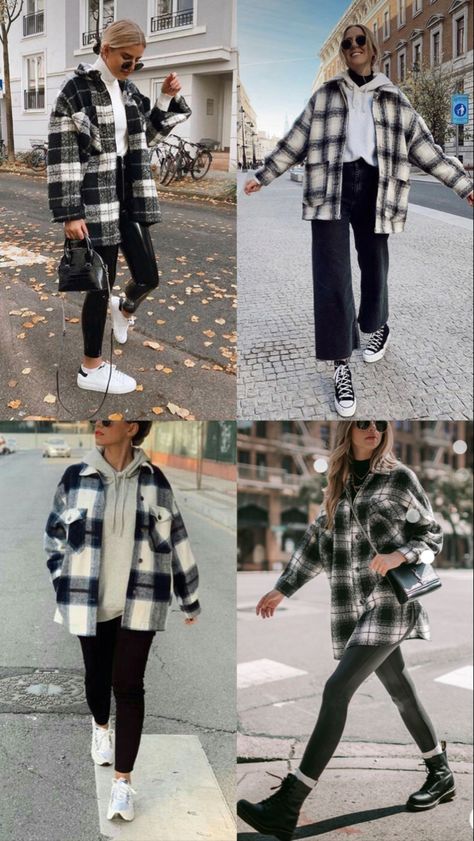 Sweatshirt And Jacket Outfit, Sobrecamisa Mujer Outfit, Women Doc Martens, Outfits Leggins, Outfits With Striped Shirts, Outfits Con Camisa, Corporate Fashion, Winter Fashion Outfits Casual, Uni Outfits