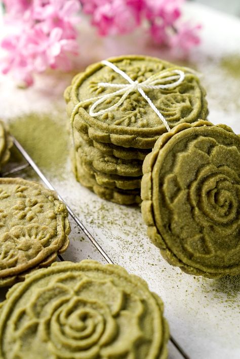 Green Tea Shortbread Cookies, Matcha Sandwich Cookies, Matcha Pinwheel Cookies, Pretty Shortbread Cookies, Matcha Strawberry Cookies, Matcha Biscuits, Matcha Sugar Cookies, Tea Time Cookies, Matcha Shortbread Cookies