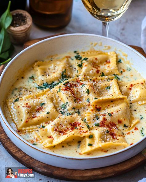 Creamy Italian Ravioli Braised Short Rib Ravioli, Italian Ravioli Recipes, Beef Ravioli Sauce, Sausage Ravioli Filling Recipe, Sausage Ravioli Filling, Ravioli Filling Ideas, Gourmet Ravioli, Ravioli Pesto, Short Rib Ravioli