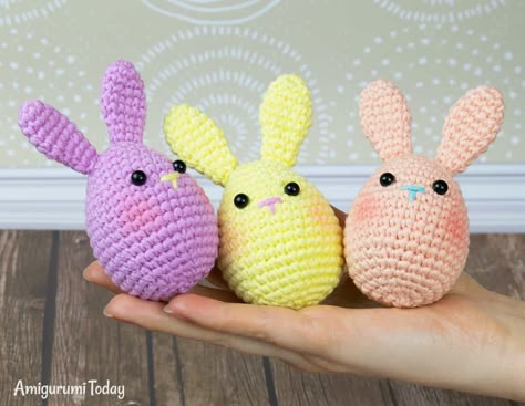 Easter bunny egg crochet patterns Crochet Easter Basket Pattern, Easter Basket Pattern, Easter Bunny Crochet Pattern, Crochet Easter Basket, Easter Egg Pattern, Cozy Crochet Patterns, Crochet Easter, Bunny Egg, Crochet Bunny Pattern