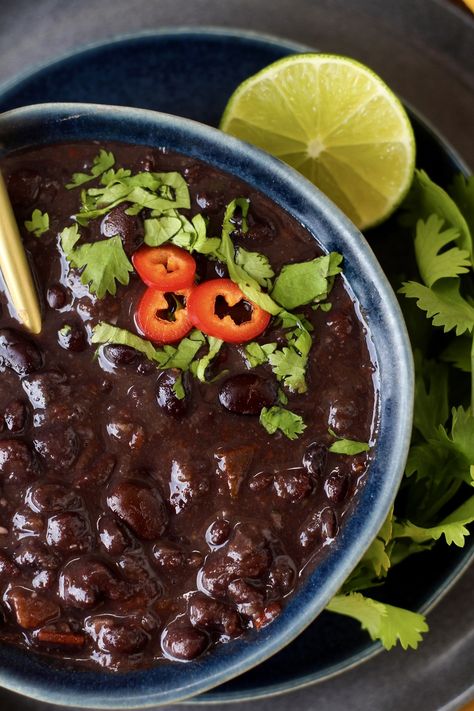 Delicious, easy in instant pot, reheats well. Would make again. Cuban Style Black Beans, Black Beans From Scratch, Cuban Recipe, Yucca Fries, Cilantro Garlic Sauce, Beans From Scratch, Garlic Wings, Cuban Black Beans, Dried Black Beans