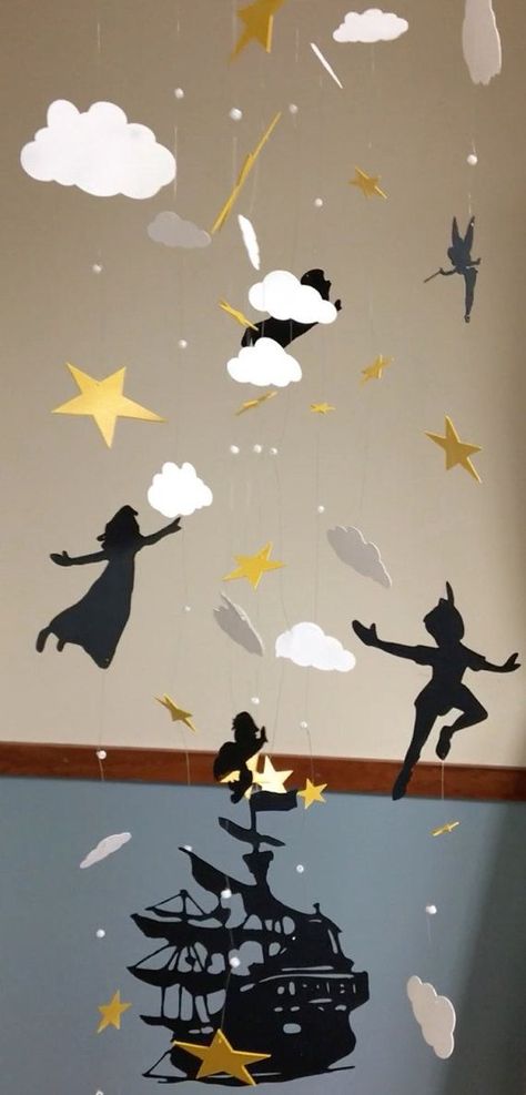 Disney Nursery Decor, Neverland Nursery, Peter Pan Nursery, Baby Shower Themes Neutral, Deco Disney, Baby Nursery Themes, Trendy Baby Nursery, Disney Nursery, Diy Bebe