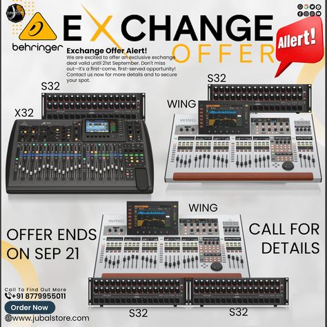 Exchange Offer Alert! #LimitedPeriodOffer #September21st We are excited to offer an exclusive exchange deal valid until 21st September. Don't miss out—it's a first-come, first-served opportunity! Contact us now for more details and to secure your spot. #exchange #offer #exchangeoffer #alert #exchangeofferalert #behringer #wing #x32 #s32 #behringerwing #behringerx32 #behringers32 #mixingconsole #digitalmixingxonsole #digitalconsole #houseofworship #sound #audio #soundengineer #audioengineer #... Radio Waves Electromagnetic Spectrum, Behringer X32, Audio Engineer, Sound Engineer, Electro Harmonix Pedals, Contact Us, How To Find Out, Sound, Audio