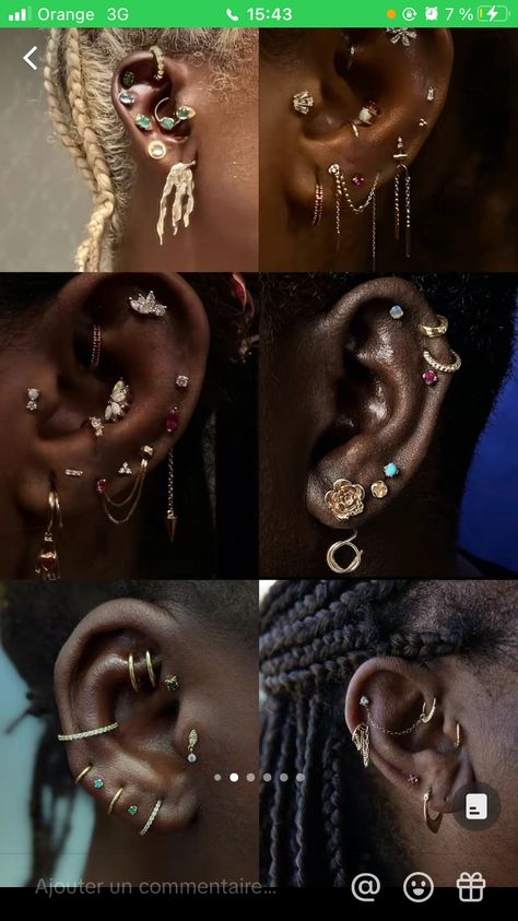 Ear Piercing On Black Women, Ear Piercings Black Women, Baddie Piercings, Aesthetic Apartment, Ear Piercing, Ear Piercings, Piercings, Black Women, Apartment