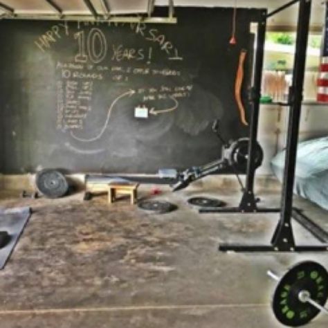 Gym Garage, Home Gym Garage, Gym Goals, Chalk Wall, Chalkboard Wall, Garage Gym, Home Gym, Chalkboard, House Ideas