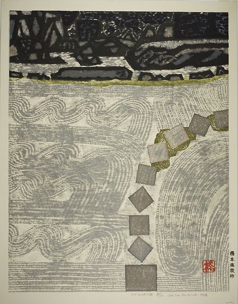 A Garden with Stepping Stones (Tobi ishi no aru niwa) | The Art Institute of Chicago Garden With Stepping Stones, Images D'art, Art Japonais, Art Et Illustration, Japanese Woodblock Printing, Japanese Painting, Art Institute Of Chicago, Sumi E, Art And Illustration