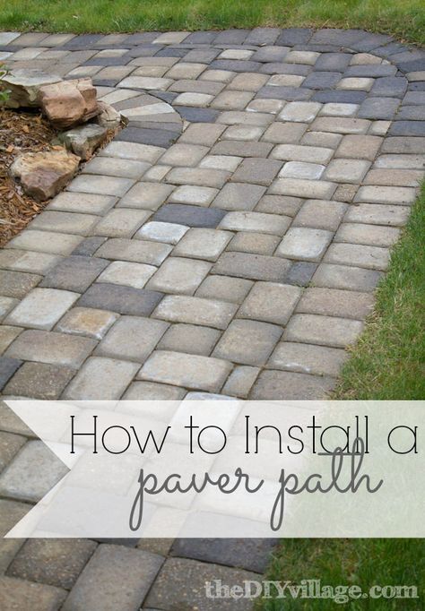 Installing a paver path can be a lot of work but is totally worth every sore muscle! Paver Walkway Designs, Paver Path, Cobblestone Walkway, Cobblestone Path, Sore Muscle, Diy Curb Appeal, Brick Patio, Brick Path, Brick Walkway