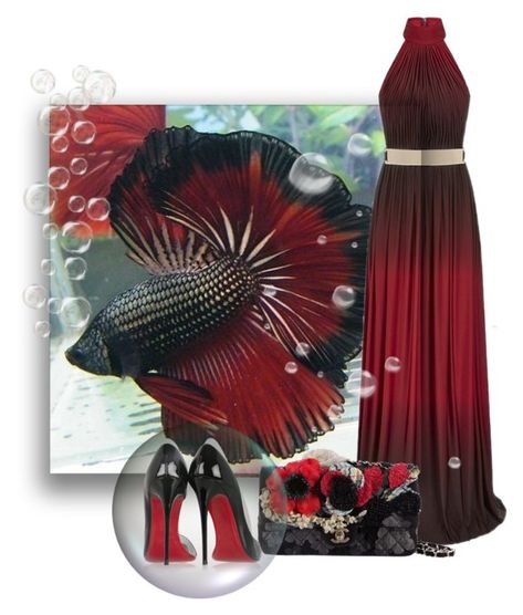 Siamese Fighting Fish 2: Masters of Mimicry Contest by dixiebelle81 on Polyvore featuring polyvore fashion style Jovani Christian Louboutin Chanel clothing Fashion Design Inspiration Board, Fish Fashion, Chanel Clothing, Realistic Mermaid, Fashion Show Themes, Fashion Collection Inspiration, Fashion Illustration Poses, Fish Dress, Dress Illustration