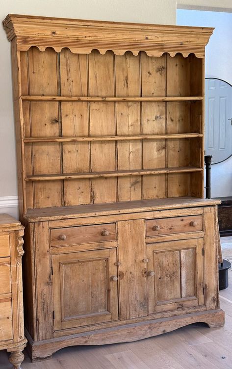 Beautiful pine Country hutch being sold on Etsy. Hutch In Kitchen, French Country Hutch, Pine Hutch, Country Hutch, Farmhouse Style Coffee Table, Vintage Hutch, Antique Hutch, Pine Cabinets, Antique French Country