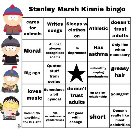 South Park Kinnie Bingo, Kin Bingo, Fun Templates, Kinnie Bingo, Nuh Uh, Kin List, Finn The Human, When Im Bored, Meme Template