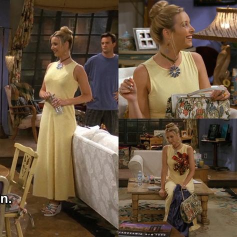 phoebe buffay's style (Posts tagged phoebe buffay) Phoebe Buffay Yellow Dress, Pheobe Buffay Outfit, Lisa Kudrow Friends, Phoebe Buffay Outfits, Friends Phoebe, Friends Outfit, Rachel Green Outfits, Lisa Kudrow, Phoebe Buffay