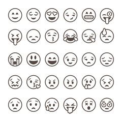 Vektor: Set of outline emoticons emoji isolated on white background ... Black Line Emoji Art Wallpaper, Black Line Emoji, Emoji Art Wallpaper, Emoji Chart, Emoji Printables, Faces Emoji, قلم حبر جاف, Griffonnages Kawaii, Emoji Coloring Pages