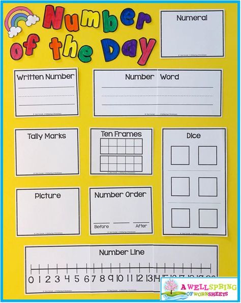 Number Of The Day First Grade, Preschool Maths, Number Anchor Charts, Holiday Math Worksheets, Seasons Chart, Counting Worksheets For Kindergarten, Number Of The Day, Math Enrichment, Primary Writing