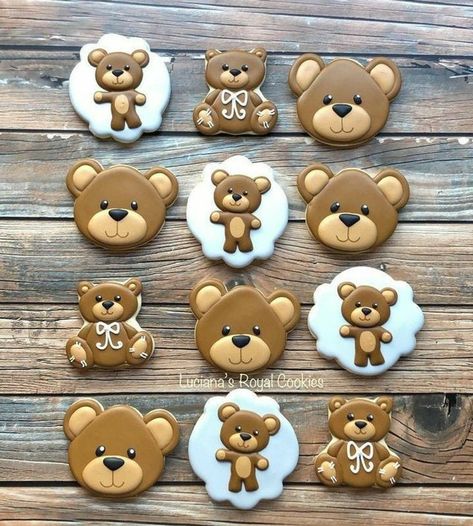 Teddy Bear Baby Shower Cookies, Bear Baby Shower Cookies, Boho Cookies, Teddy Bear Baby Shower Theme, Gingerbread Design, Teddy Bear Cookies, Cookie Decorations, Bear Baby Shower Theme, Teddy Bear Party