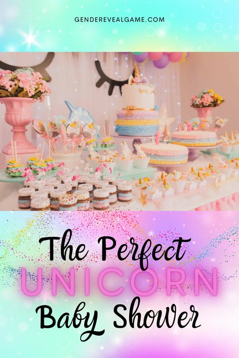 Unicorn Baby Shower Ideas, Baby Shower Look, Unicorn Baby Shower Theme, Unicorn Baby Shower Decorations, Babyshower Decor, Unicorn Ideas, Unicorn Pinata, Registry Essentials, Online Baby Shower