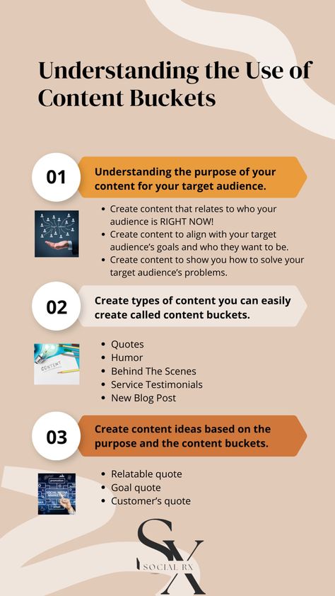 We pride ourselves on providing informative and helpful information that can help improve your brand or business. Content buckets are categories of information that brands and creators use to organize their content. Each bucket is different, but they should all relate back to the overall brand message. A brand can have multiple content buckets that target an audience segment. These buckets can impact every aspect of a content marketing strategy, including social media, email, blog posts, and Content Buckets For Social Media, Content Buckets, Customer Quotes, Sales Management, Brand Message, Content Creation Tools, Business Content, Goal Quotes, Sales Manager