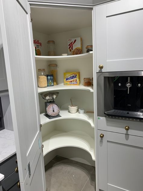 Corner Larder Cupboard, Corner Larder, Wren Kitchens, Wren Kitchen, Larder Cupboard, Kitchen Organisation, Extension Ideas, Wren, Ironing Center