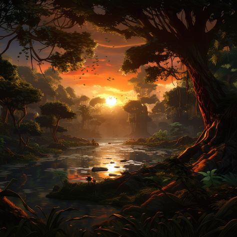 Jungle Sunrise - meditation music Jungle Painting, Calming Environment, Jungle Birds, Relaxation Music, Sounds Of Nature, Types Of Meditation, Relax And Unwind, Plant Aesthetic, In The Jungle