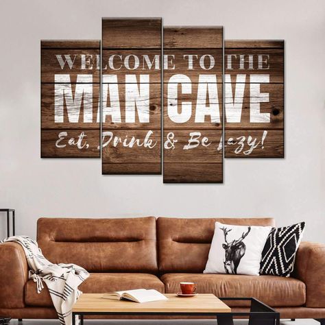 Man Cave Signpost will put a smile on your face for sure! This funny canvas print adds character to any space and is sure to stimulate a conversation! Mancave Ideas Small Room Modern, Small Man Cave Ideas On A Budget, Mens Lounge Room, Tiny Man Cave, Mens Living Room Ideas Apartments, Sports Room Man Cave, Small Man Cave Ideas, Hunting Room Ideas Man Caves, Hunting Room Decor