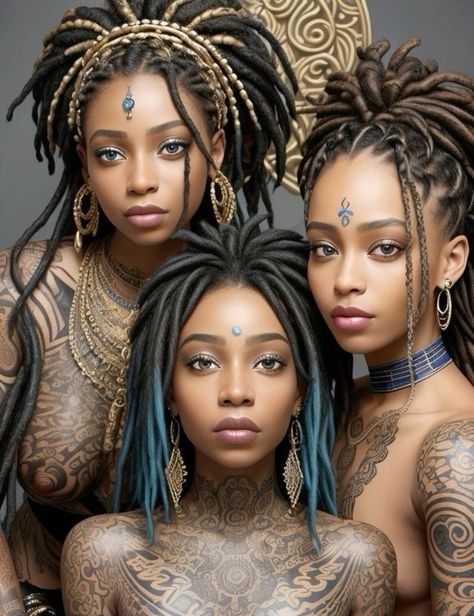 Warrior Women Tattoo, African Goddess Art, African Female Warrior, Black Female Warrior, Black Tower, Amazonian Warrior, Shaggy Bob Haircut, Hairstyles List, Medium Curls