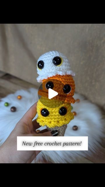 Heather Singell on Instagram: "New free Candy Corn crochet pattern on my YouTube channel! Search for Storybook Crochet 🧶 

#amigurumi #crochet #storybookcrochetco #crochetpattern #amigurumilove #yarn #ilovecrochet #crochetpatterns #youtube #youtuber #freecrochetpattern #freeamigurumipatterns #candycorn #crochethalloween" Candy Corn Crochet Pattern, Candy Corn Crochet, Corn Crochet, Candy Corn Pattern, Crochet Candy Corn, Crochet Candy, Crochet Eyes, Knit Projects, Crochet Food