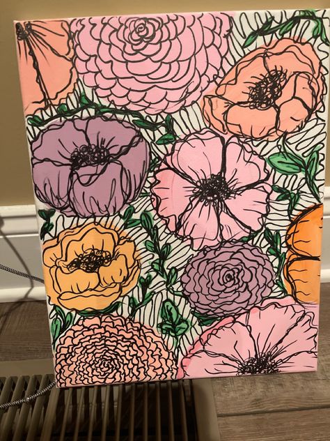 Canvas Party, Flower Paint, Ink Flowers, Bird Template, Trippy Painting, Room Stuff, Painting Flowers, Creative Painting, Diy Canvas Art Painting