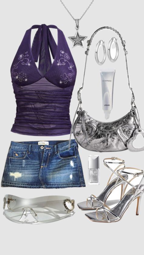 #outfitinspo #y2kfashion #y2koutfit #outfit 2000s Fashion Purple, Trashy 2000s Outfits, Euphoria Aesthetic Outfits, Late 90s Fashion, Euphoria Outfits, Iconic 2000s, Trashy 2000s, Cute Online Clothing Stores, Mcbling Fashion