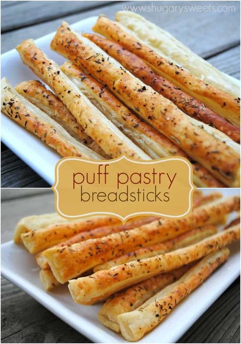 EASY Puff Pastry Breadsticks recipe Puff Pastry Bread, Pastry Bread, Breadsticks Recipe, Easy Puff, Bread Sticks Recipe, Easy Puff Pastry, Shugary Sweets, Bread Sticks, Fingerfood Party