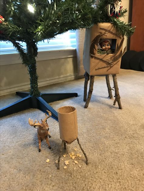 Deer Hunting Elf On The Shelf, Hunting Elf On The Shelf, Hunting Elf On The Shelf Ideas, Elf Deer Hunting, Funniest Elf On The Shelf Hilarious, Western Elf On The Shelf, Wild Elf On The Shelf Ideas, Elf On The Shelf Feeding Ducks, Farm Elf On The Shelf Ideas