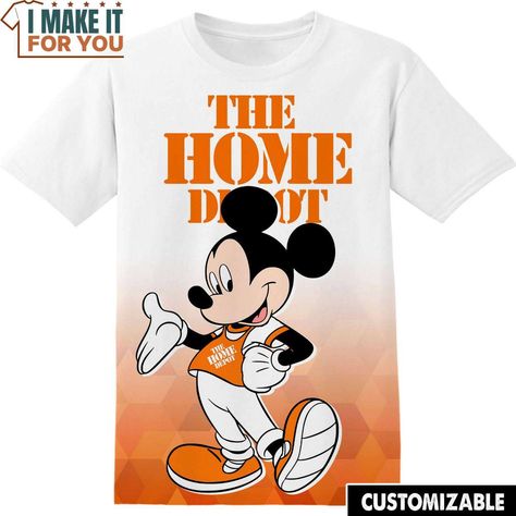 The Home Depot Disney Mickey Tee, Cool Shirt for Guys Check more at https://imakeitforyou.com/product/the-home-depot-disney-mickey-tee-cool-shirt-for-guys/ Mickey Tshirt, Disney Character Shirts, Job Titles, Cool Shirts For Men, Cartoon Gift, S Logo, Milk Silk, 3d T Shirts, Trending Gifts