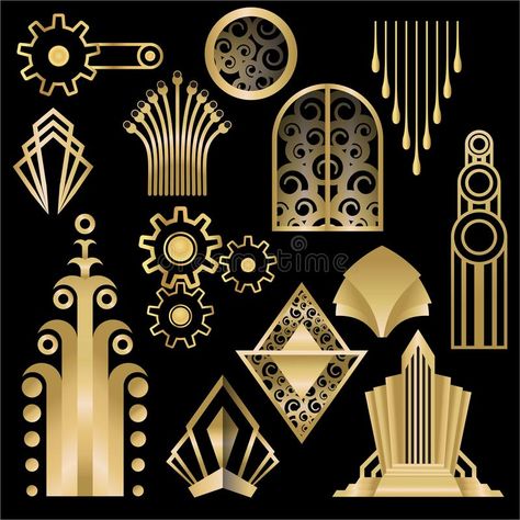 Art Deco , Art Nuevo geometric elements, frames triangles, circles. DIY set of frames. Great Gatsby, party golden frame . royalty free illustration Art Nuevo, Art Deco Graphics, Free Design Elements, Art Deco Metal, Art Deco Shapes, Geometric Elements, Art Deco Art, Diy Set, Deco Art