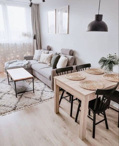 Small Living Dining, Apartment Dining, Apartment Living Room Design, Small Apartment Living Room, Dining Room Combo, Small Living Room Decor, Small Apartment Living, Home Design Living Room, Dining Room Small