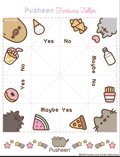 Kawaii Printables Templates Paper Crafts, Free Kawaii Printables, Pusheen Paper Crafts, Pusheen Template, Fortune Teller Paper Ideas, Kawaii Printables Templates, Blind Bags Printable, Hello Kitty Diy Crafts, Pusheen Hello Kitty