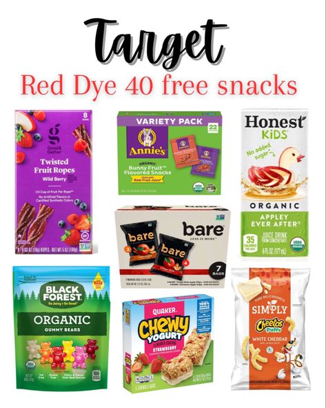 Snacks No Red Dye, Allergy Friendly Snacks For School, Foods With No Red Dye 40, Red 40 Dye Free Foods, Red Dye 40 Alternatives, Snacks With No Red Dye 40, Foods That Contain Red Dye, Dye Free Fruit Snacks, Red Dye 40 Free Food