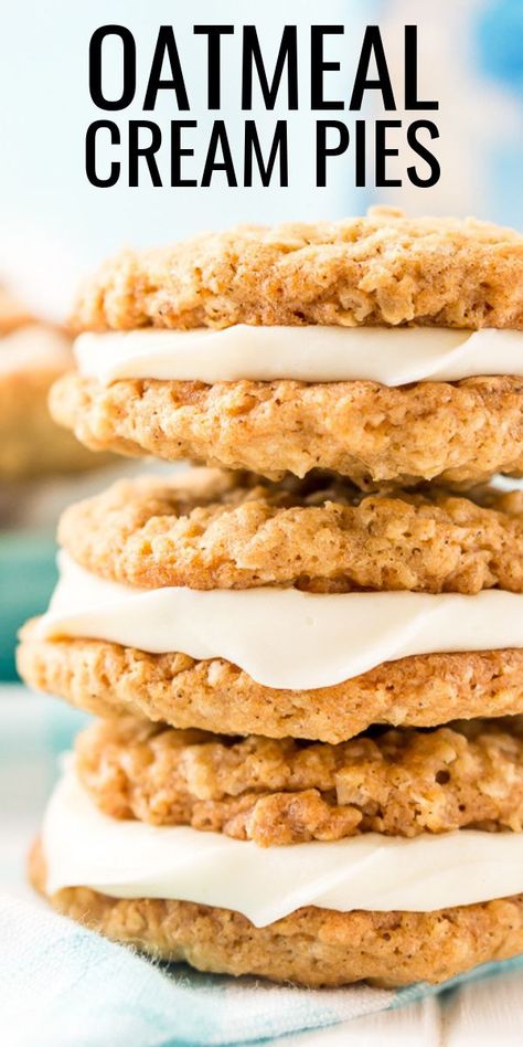 Oatmeal Cookies Sandwich Cream Pies, Creme Filling For Cookies, Cream Filled Oatmeal Cookies, Soft Oatmeal Scotchies Cookies, Oatmeal Cookies With Frosting, Oatmeal Cookies Sandwich, Dessert Recipes With Oatmeal, Oatmeal Pies Recipe, Oatmeal Sandwich Cookies Cream Pies