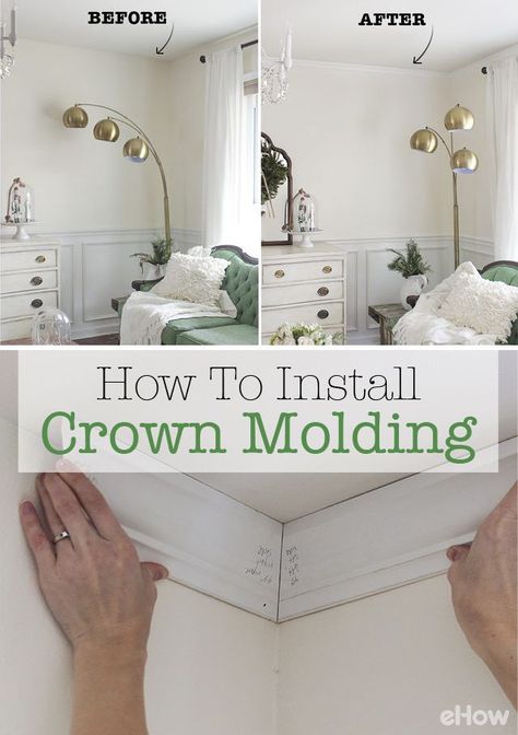 Home Renovation On A Budget, Install Crown Molding, Houses Simple, Easy Home Upgrades, Diy Crown Molding, Diy Home Upgrades, Home Improvement Diy, Crown Moldings, Home Decor Hacks