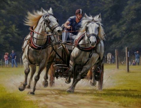 Richens, Colin - Modern Chariot, Racing Chariot Race, Chariot Racing, Marine Artist, Two Horses, Lexington Kentucky, Painting Subjects, Wildlife Paintings, Unusual Animals, Racing Jacket