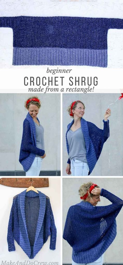 Don't let the dolman sleeves and modern silhouette fool you, this easy crochet shrug is made with basic stitches and simple shapes. Free beginner pattern! via @makeanddocrew Jaket Crochet, Easy Crochet Shrug, Diy Tricot, Gilet Crochet, Crochet Shrug Pattern, Shrug Pattern, Basic Stitches, Crochet Shrug, Haken Baby